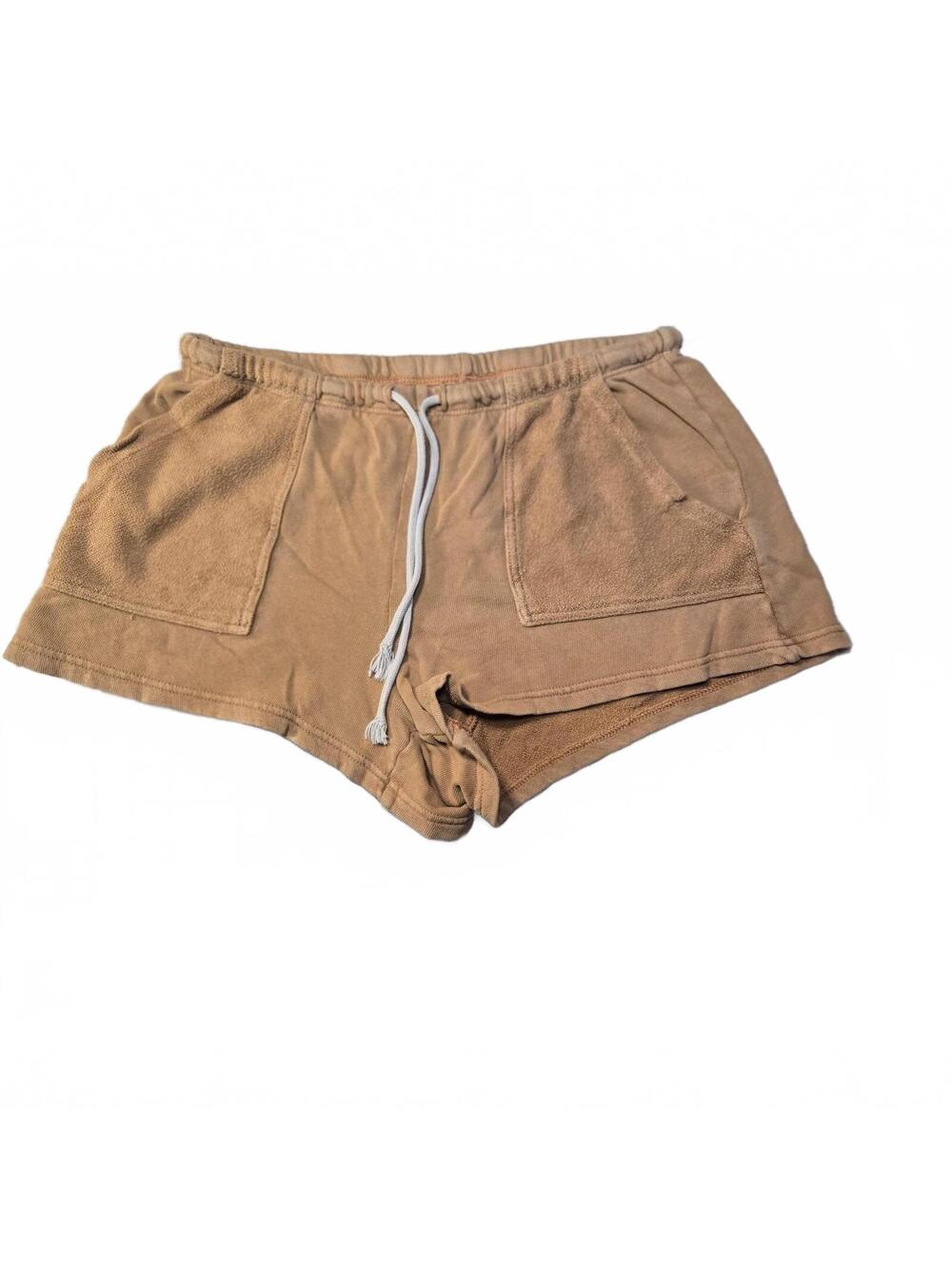 Light Brown Aerie Ribbed High Waisted Lounge Shorts- Camel Beige Size Med